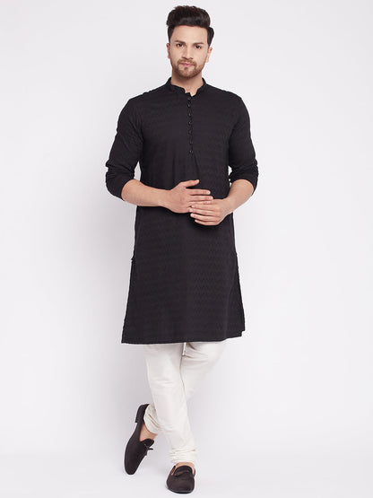Men's Long Kurta with Band Colla