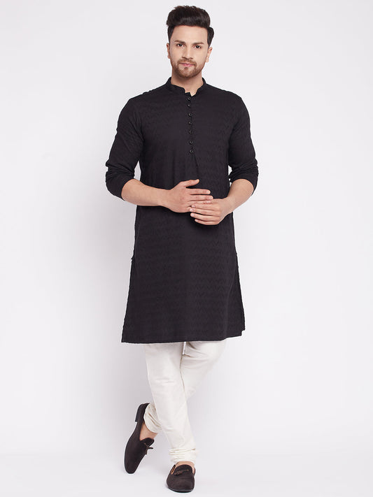 Men's Long Kurta with Band Colla