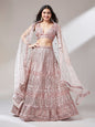 Women 's Rose Gold Net Mirror & Sequinse embroidery Ready to Wear Lehenga choli & Dupatta