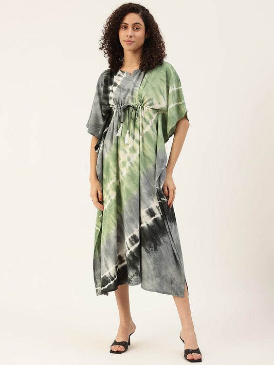 Women's Spiral Tri-Color Rayon kaftan Dress