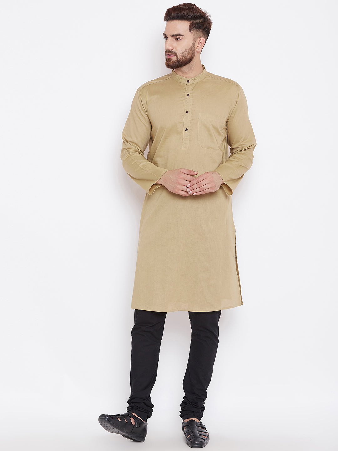 Men's Beige Cotton Kurta