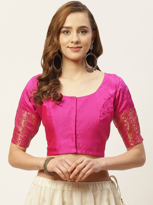Women Pink Brocade Saree Blouse by Shr