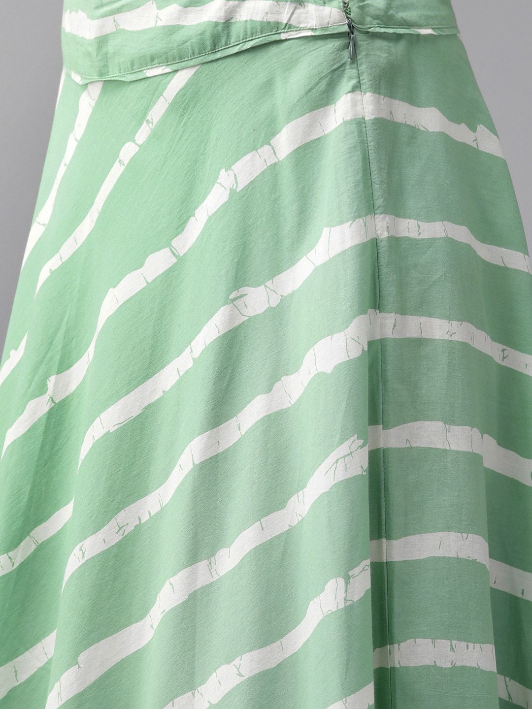 Women's  Green & White Striped Two-Piece Maxi Dress