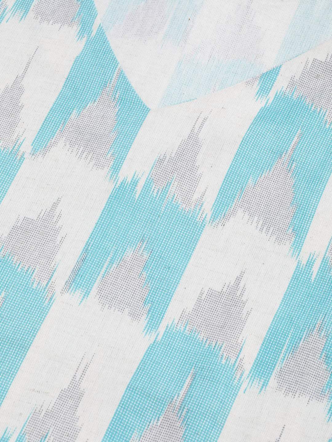 Women's  Blue & White Ikat Print Kurta with Balloon Pant