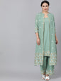 Women's  Green Solid Kurta with Trousers