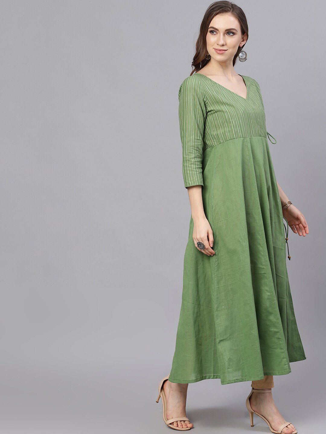 Women's  Green Solid Anarkali Kurta