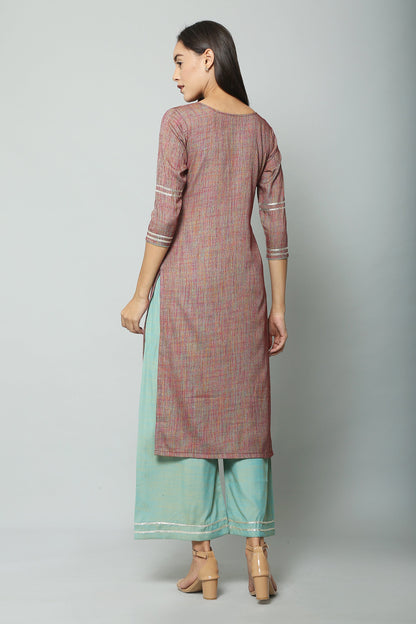 Women's Viscose Rayon Kurta And Palazzo With Dupatta Set