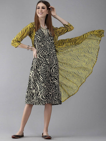 Women's  Black Printed Wrap Dress