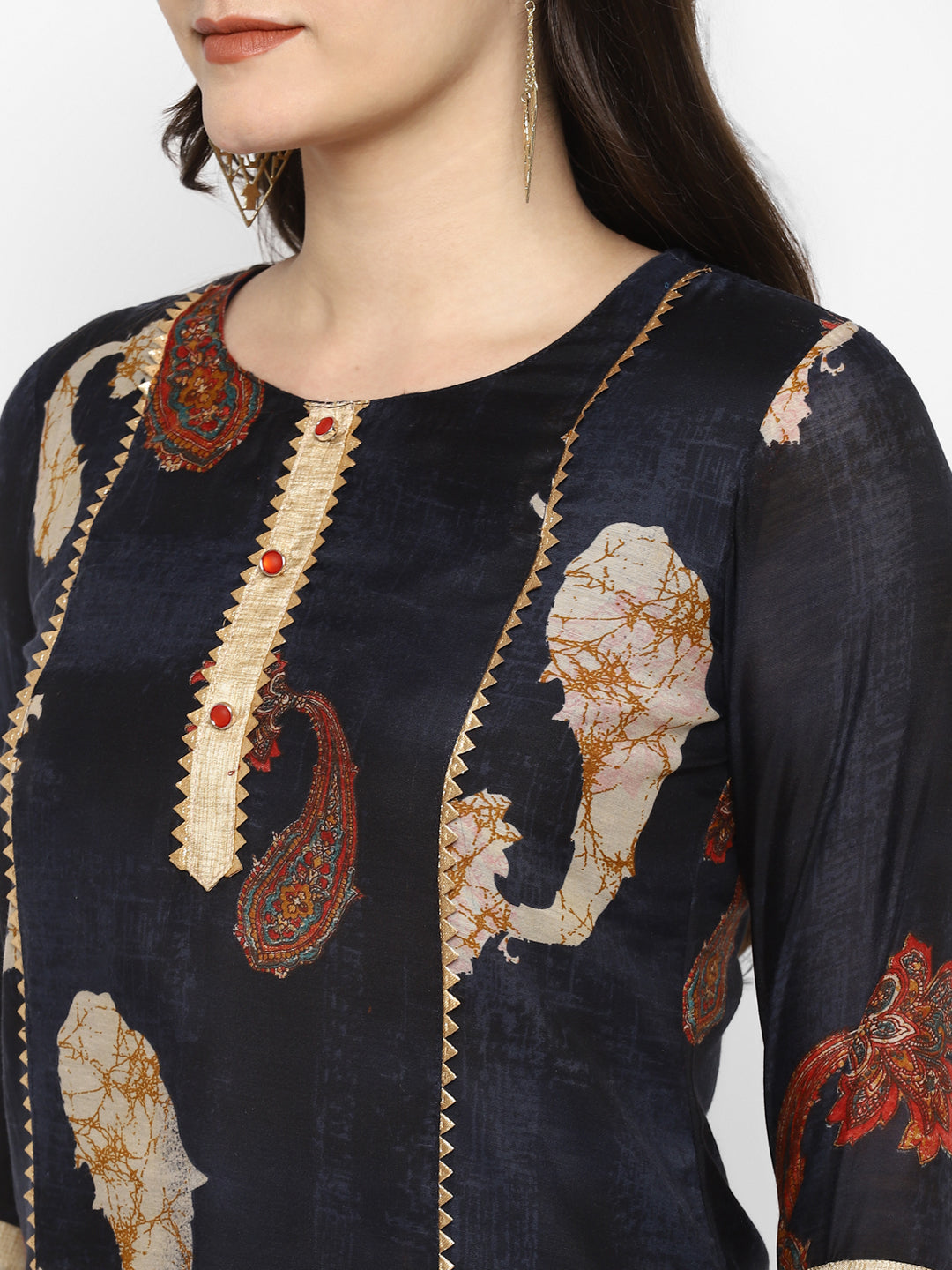 Women's Blue Color Chanderi Silk Straight Digital Printed Kurta Palazzo Set