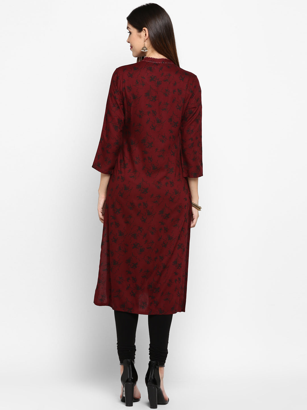 Women's Dark Purple Color Rayon Straight Kurta Only