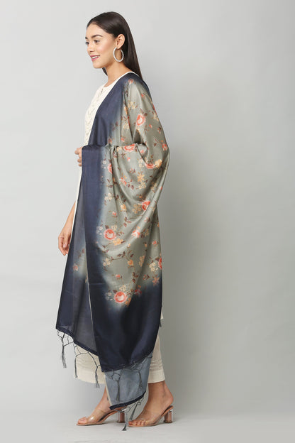 Women's Green & Blue Color Art Silk Digital Printed Dupatta