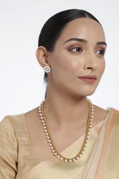 Women's 18K Gold Plated Long Necklace With Earrings For Women & Girls