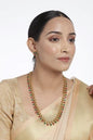 Women's 18K Gold Plated Multicolour Stone Work Long Necklace With Earrings For Women & Girls