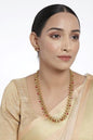 Women's 18K Gold Plated Multicolour Stone Work Long Necklace With Earrings For Women & Girls