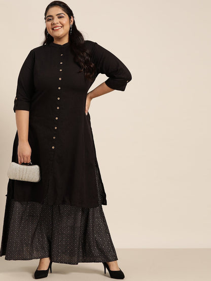 Women's Black Rayon Printed Flared Palazzo