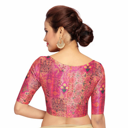 Women Pink Saree Blouse by Shr
