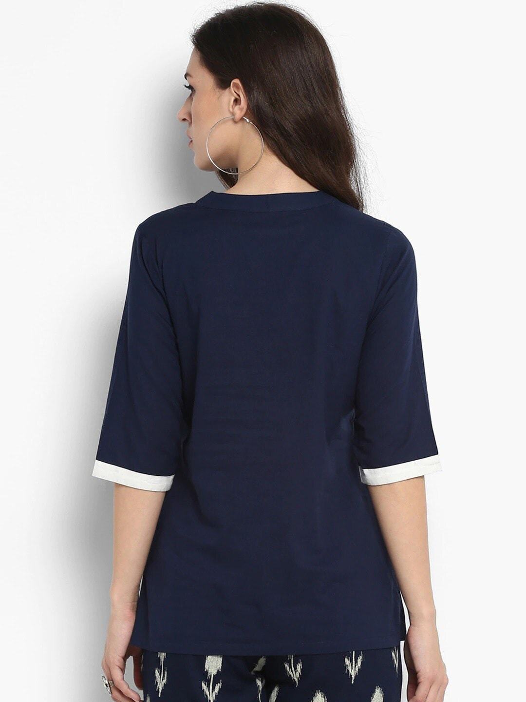 Women's Navy Blue Solid Top