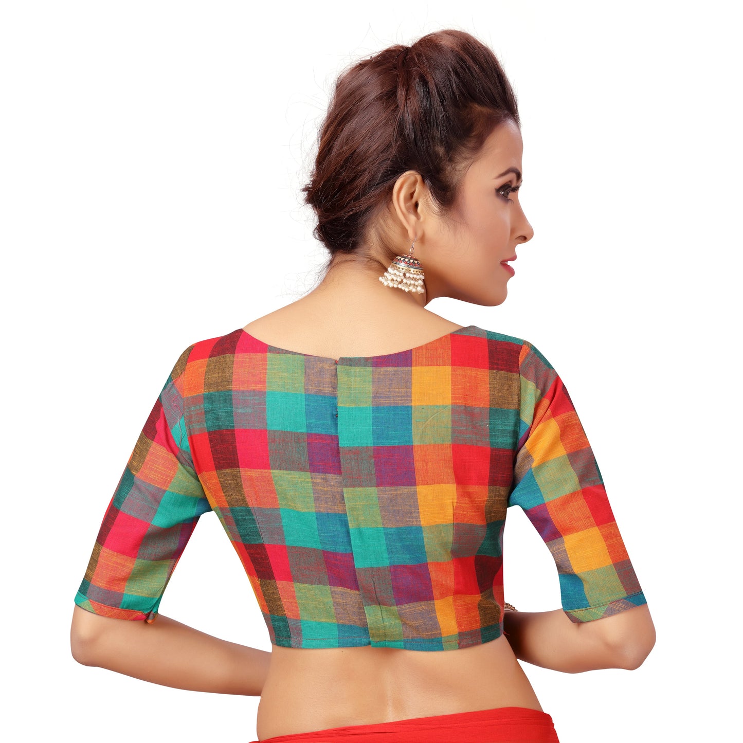 Women's Multicoloured Madras Checks Blouse by Shringaa