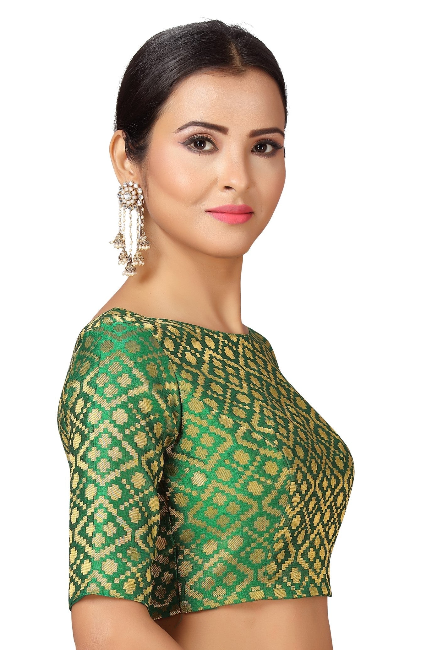 Women Green Brocade Saree Blouse by Shr