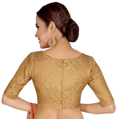 Wome Gold Brocade Saree Blouse by Shr