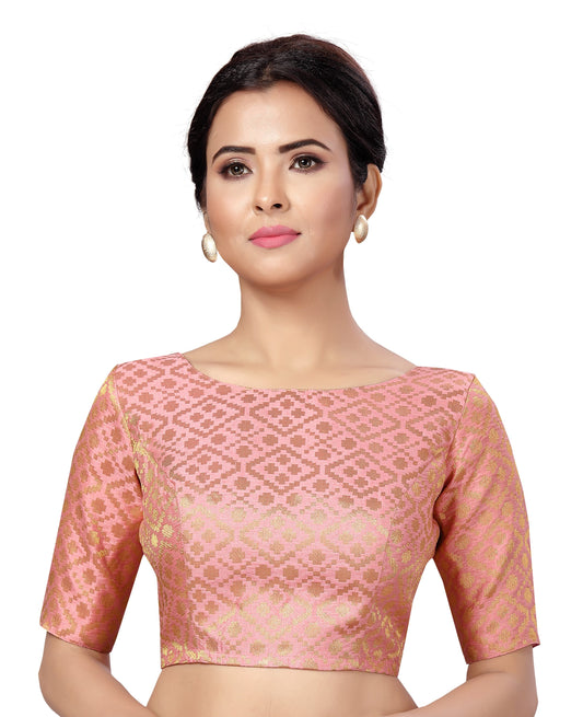 Women's Rose Gold Brocade Blouse by Shringaa