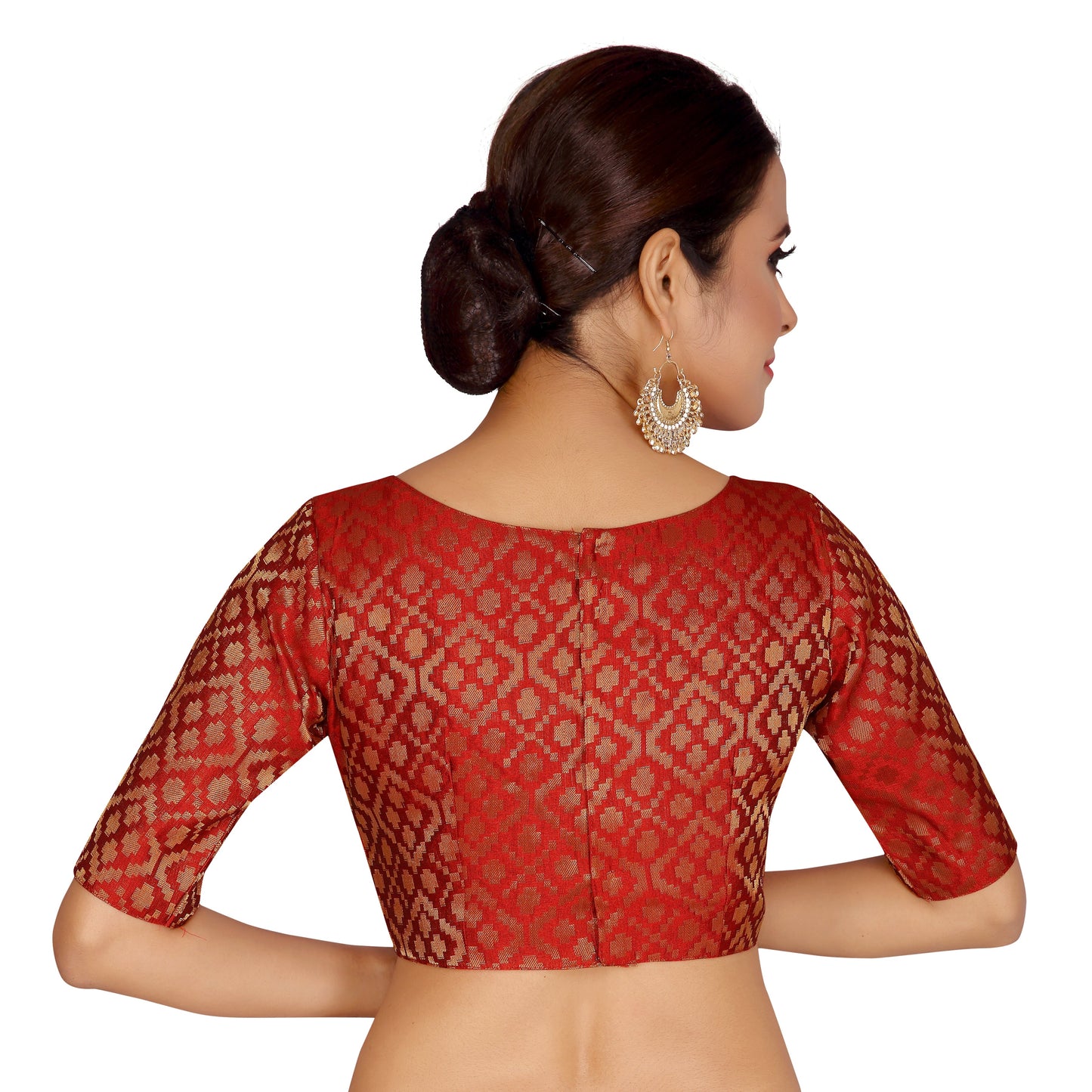 Women's Maroon Brocade Blouse by Shringaa