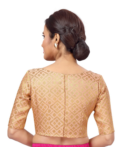 Women Peach Brocade Saree Blouse by Shr
