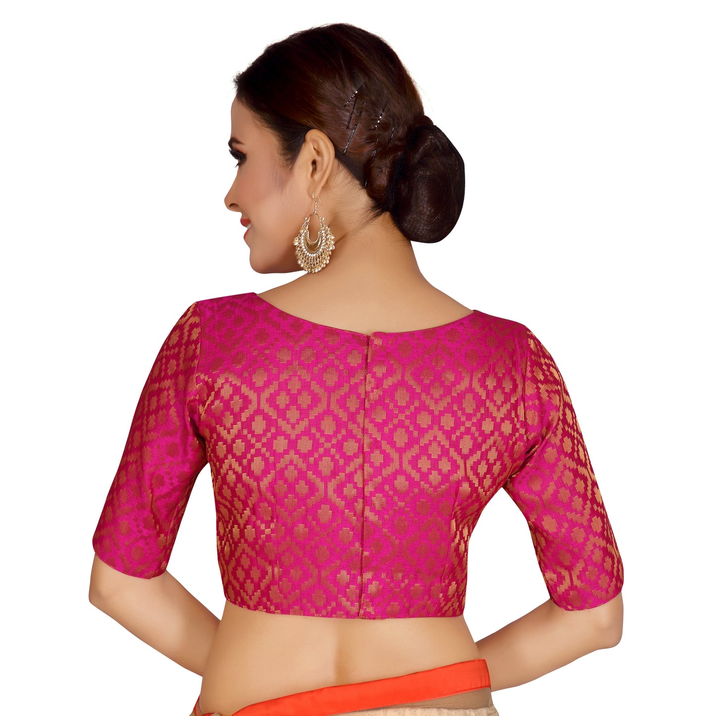 Women Pink Brocade Saree Blouse by Shr