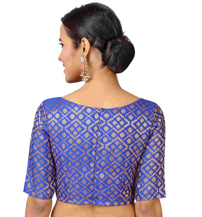 Women's Royal Blue Brocade Blouse by Shringaa