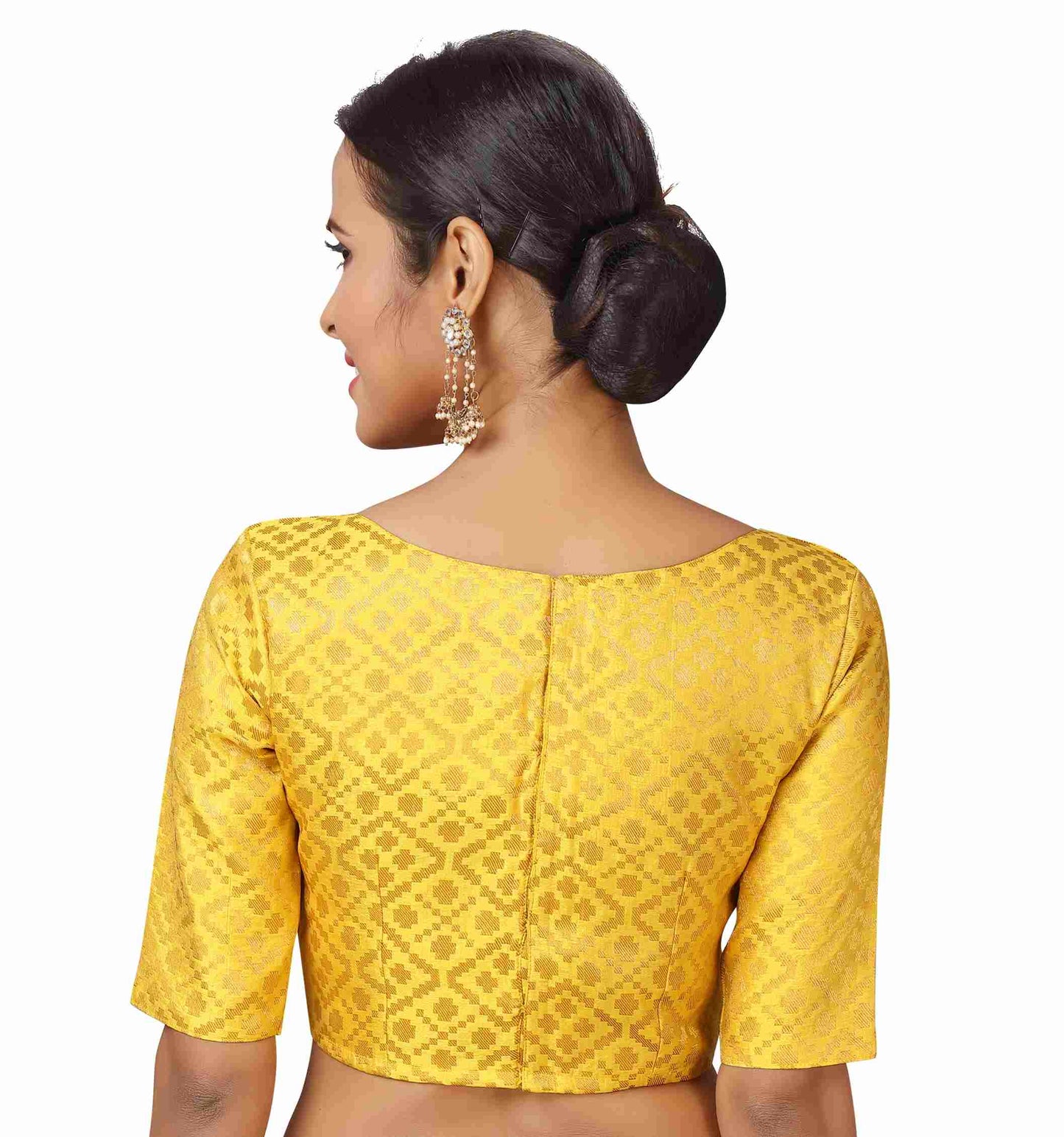 Women's Yellow Brocade Blouse by Shringaa