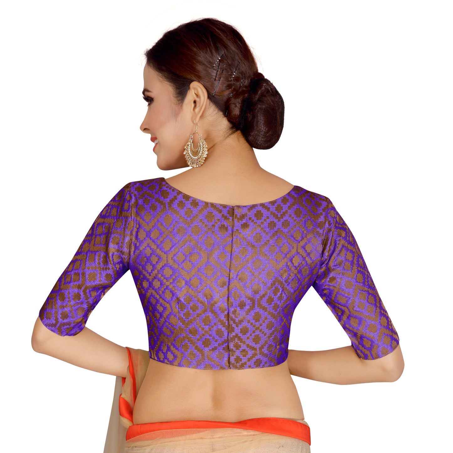 Women Purple Brocade Saree Blouse by Shr