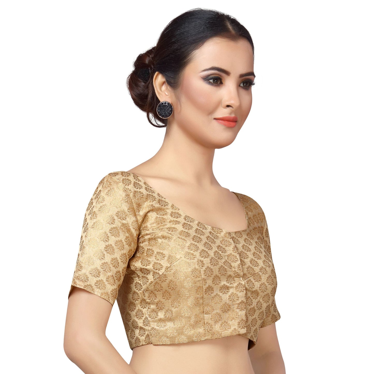 Women Gold Brocade Saree Blouse by Shr