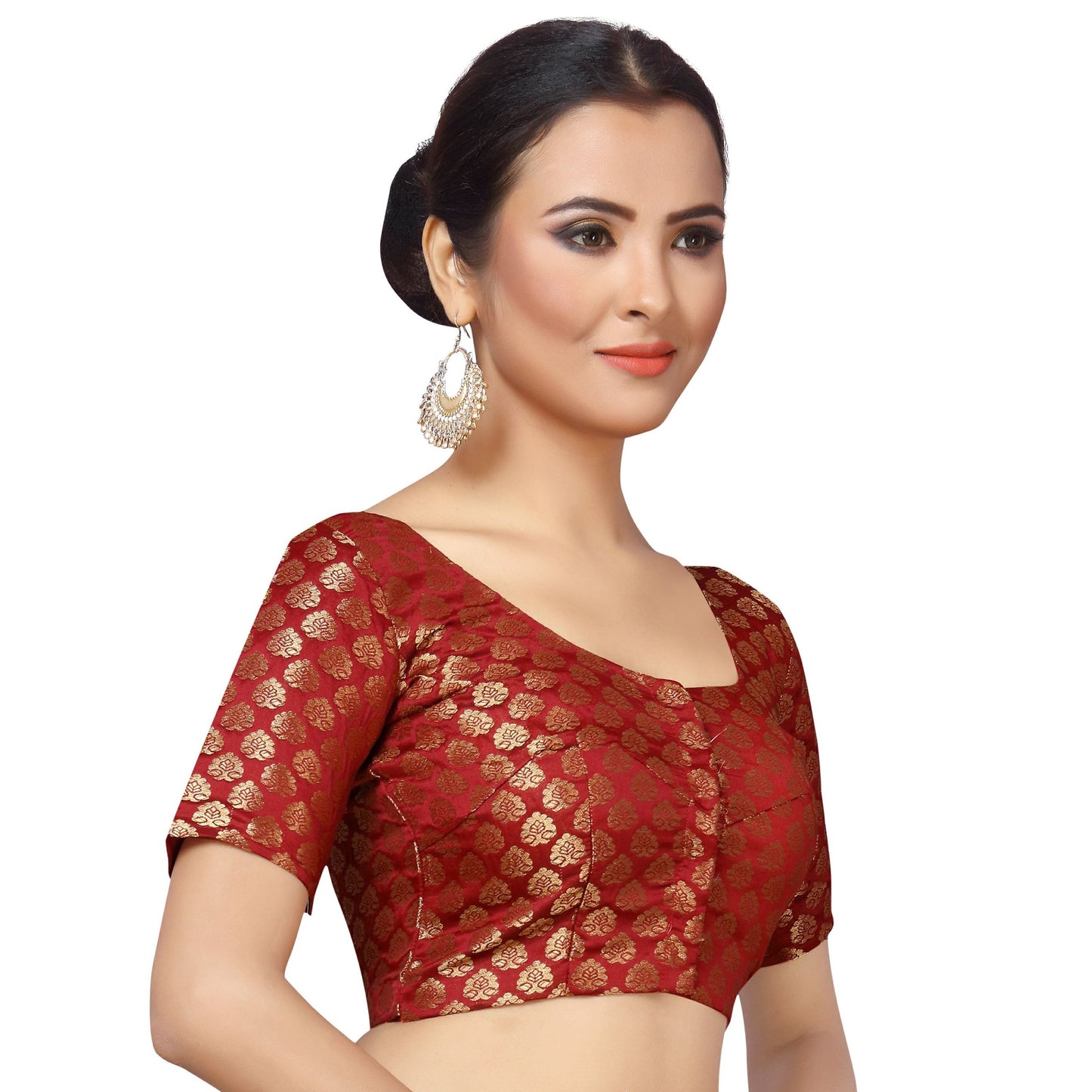 Women's Maroon Brocade Blouse by Shringaa