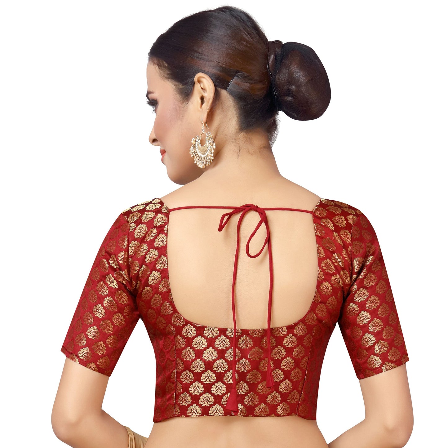 Women's Maroon Brocade Blouse by Shringaa
