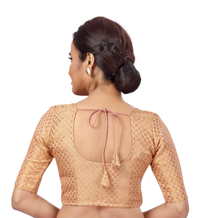 Women Peach Brocade Saree Blouse by Shr