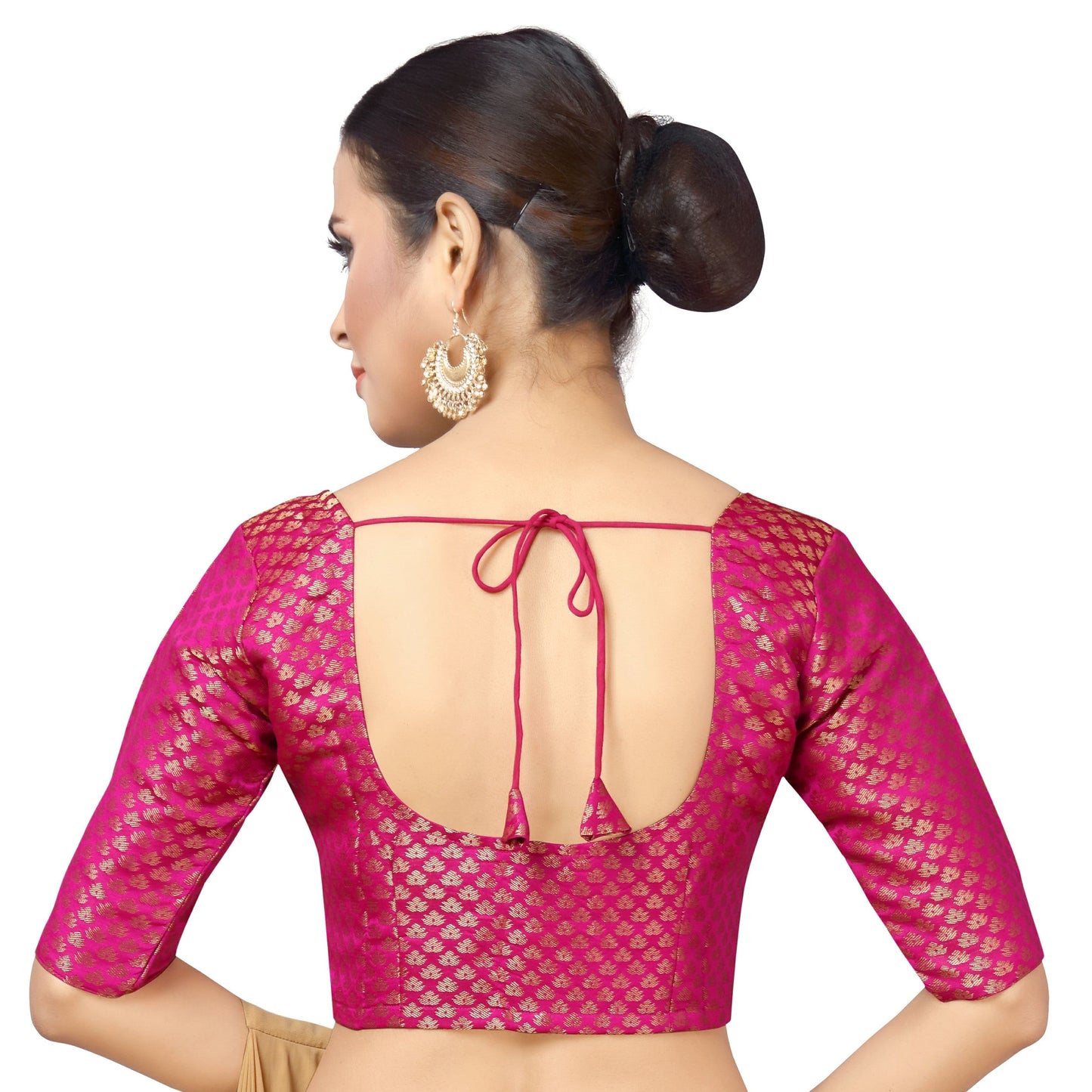 Women Pink Brocade Saree Blouse by Shr
