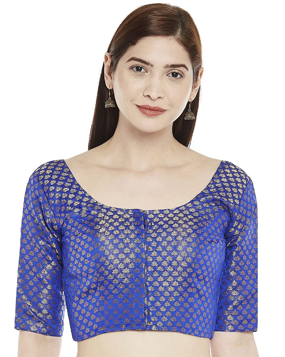 Women's Royal Blue Brocade Blouse by Shringaa