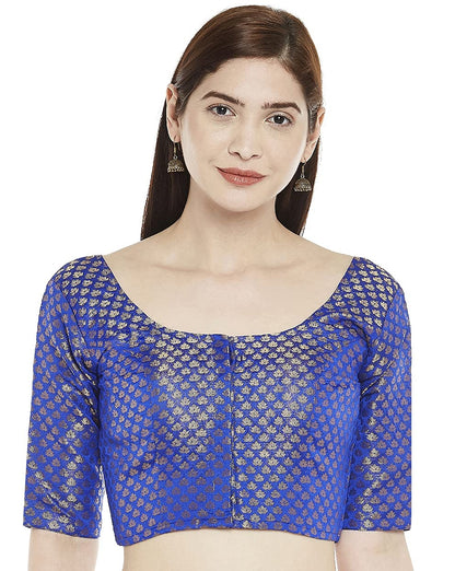 Women's Royal Blue Brocade Blouse by Shringaa