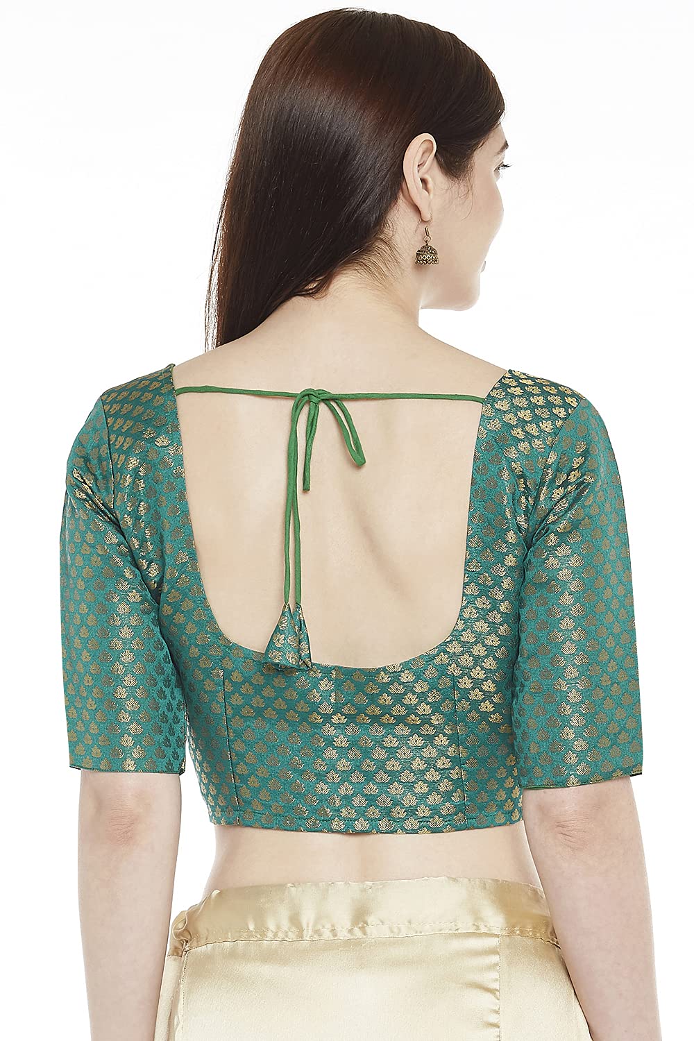 Women Rama Green Brocade Saree Blouse by Shr