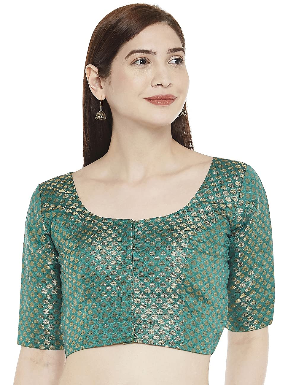 Women Rama Green Brocade Saree Blouse by Shr