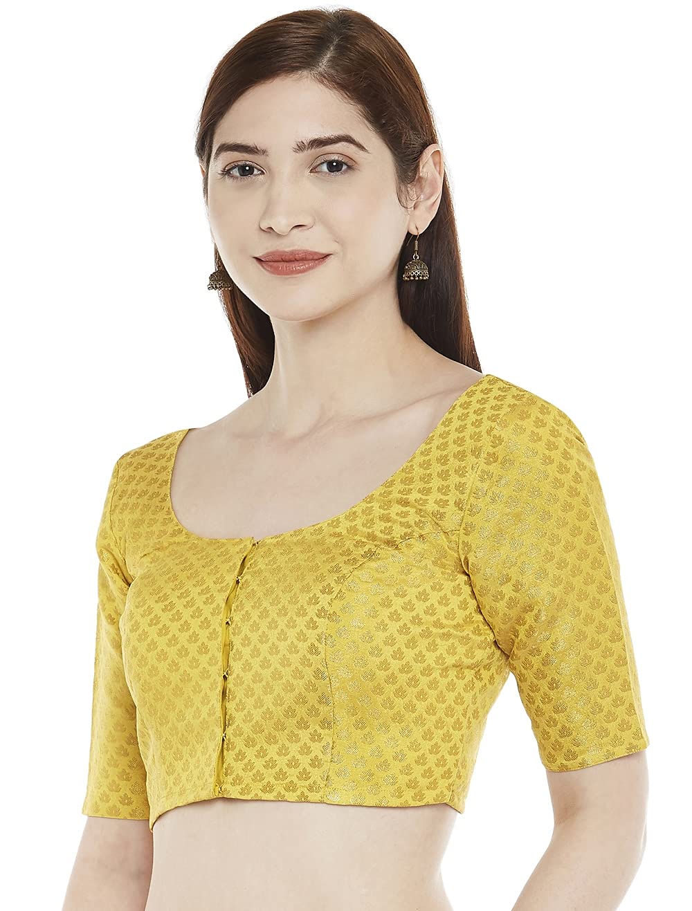 Women's Yellow Brocade Blouse by Shringaa