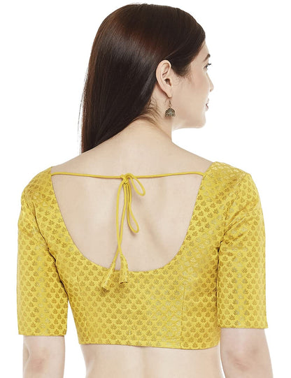 Women's Yellow Brocade Blouse by Shringaa