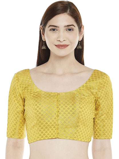 Women's Yellow Brocade Blouse by Shringaa