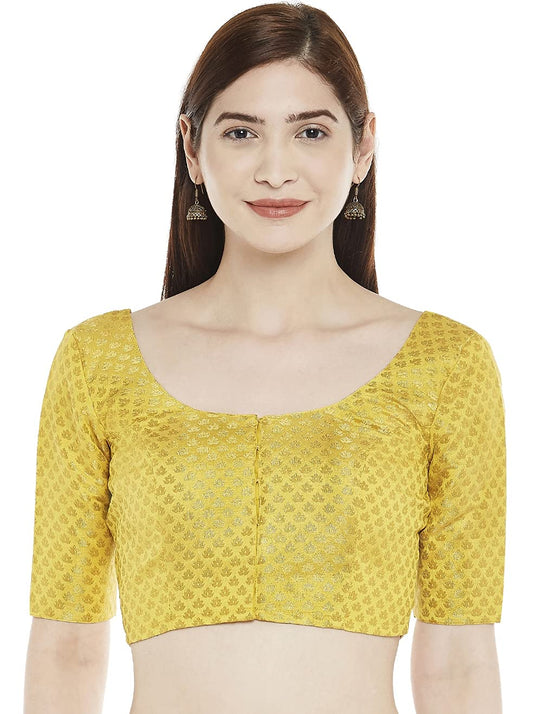 Women's Yellow Brocade Blouse by Shringaa