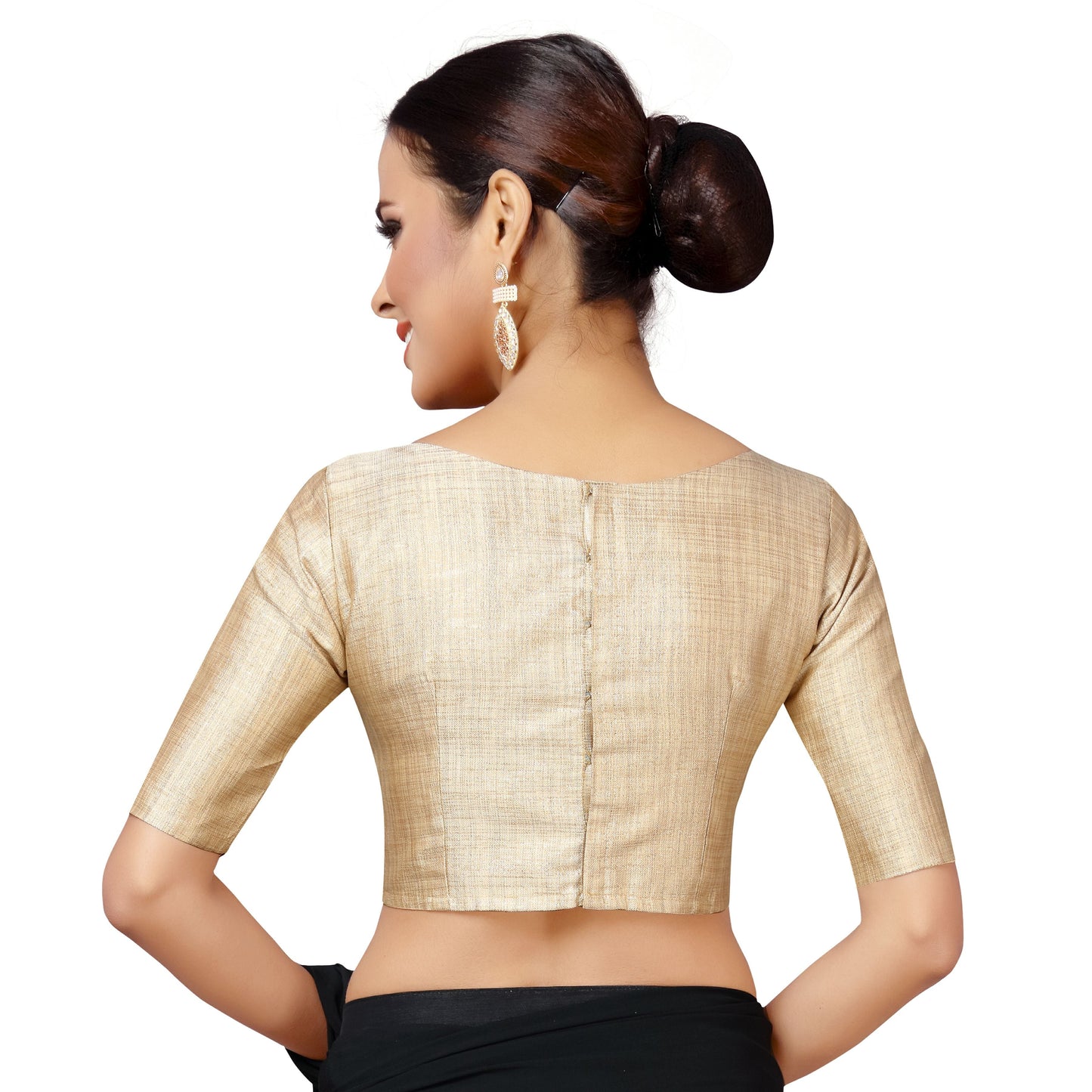 Women Gold Polyester Saree Blouse by Shr