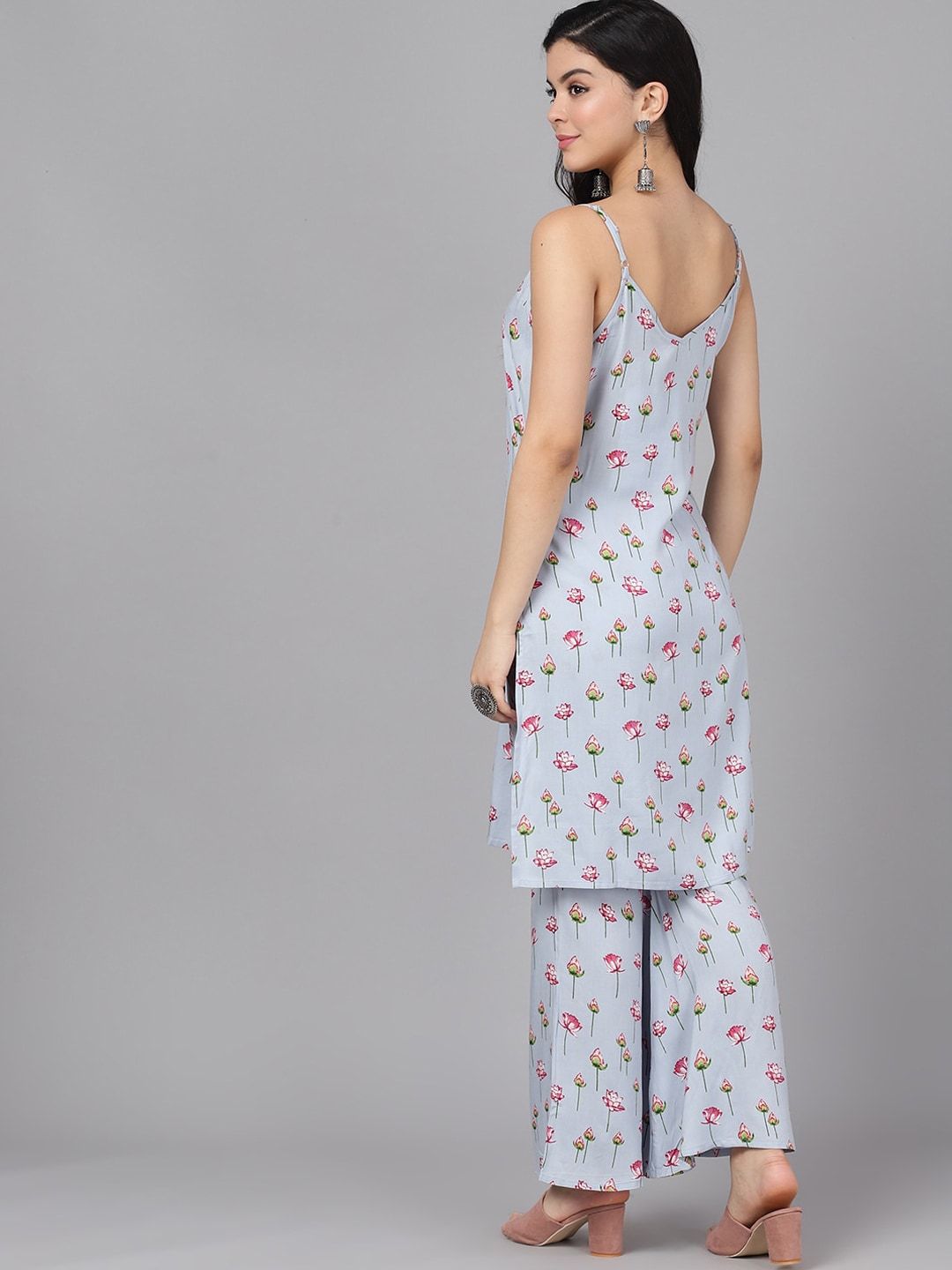 Women's  Blue & Magenta Printed Kurta with Palazzos