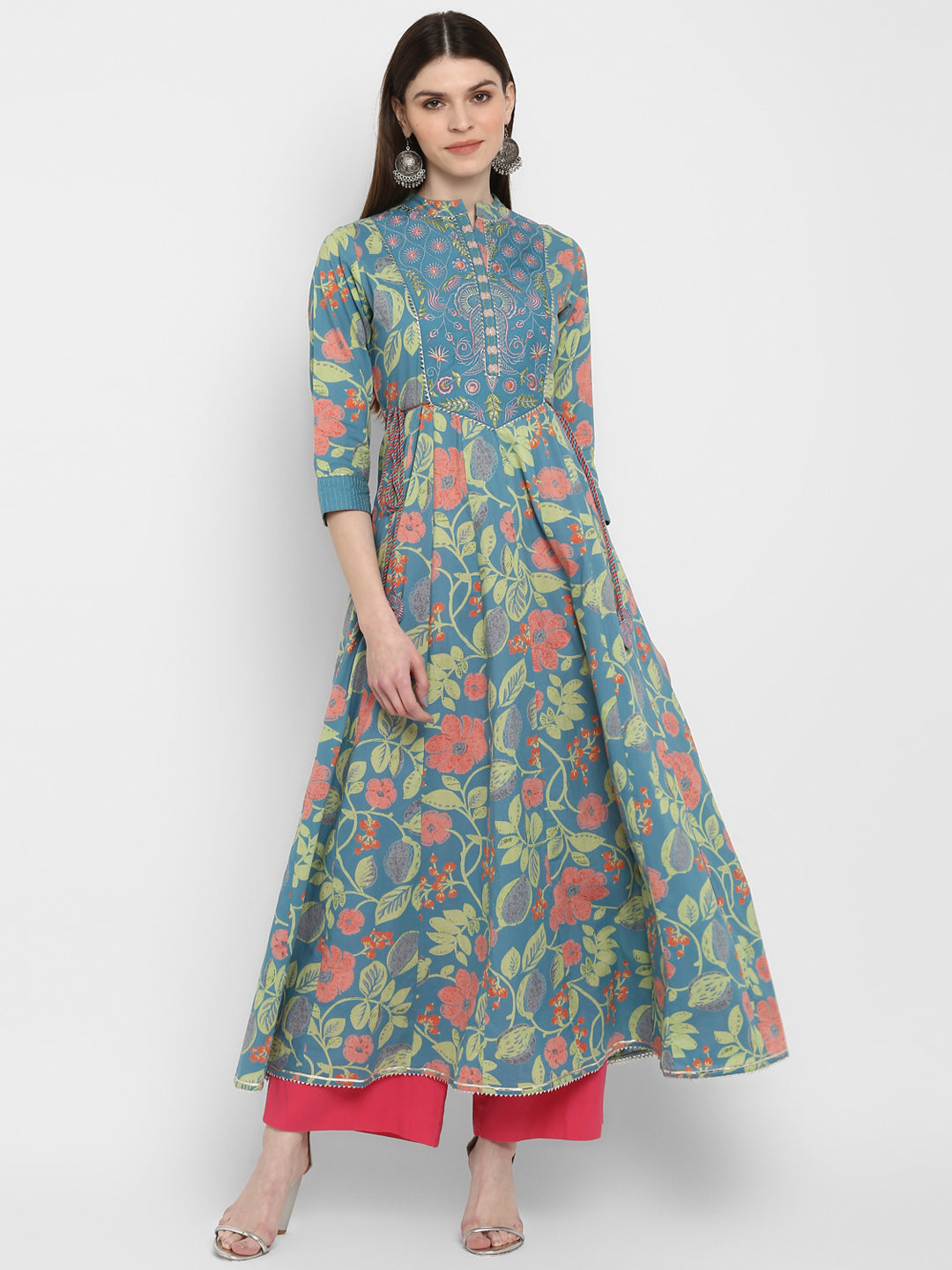Women's Turquoise Blue Anarkali Kurta By Vbuyz (