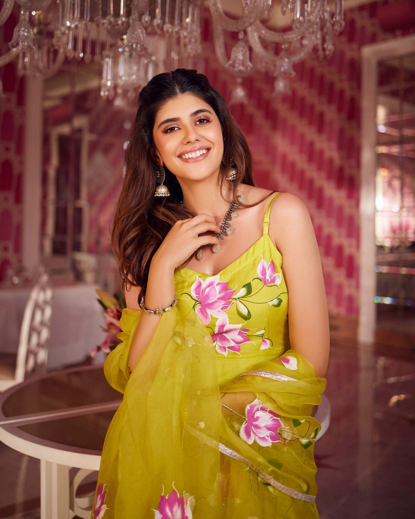 Women's Chamki Handpainted Organza Suit Set