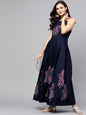 Women's  Navy Printed Maxi Dress