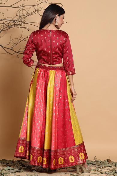 Multi Dull Satin Printed Lehenga Choli